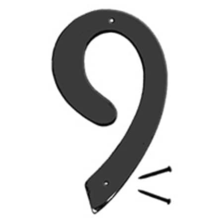 Hy-Ko 4 In Satin Black Finish Number 9, 5PK A31309
